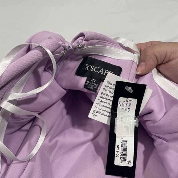 NWT $219 XSCAPE [‎ 10 ] Crepe Bustier Ruffle Skirt Dress in Lilac Purple - Picture 4 of 14